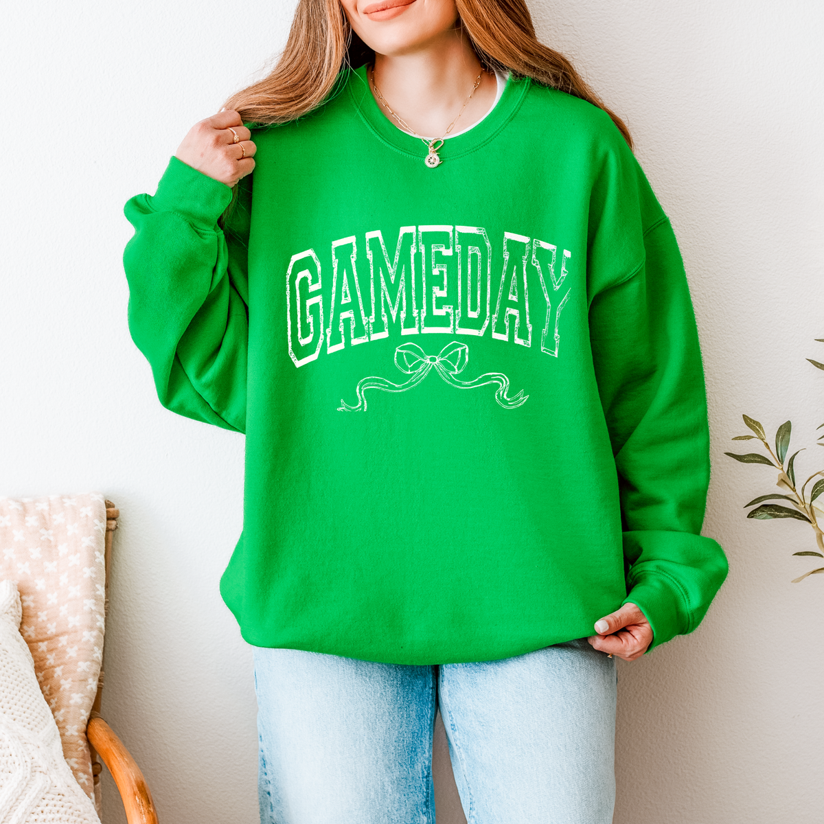 Gameday Bow WHITE INK Screen Print