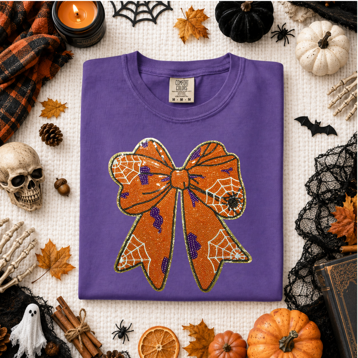 Halloween Bow Sequin Patch