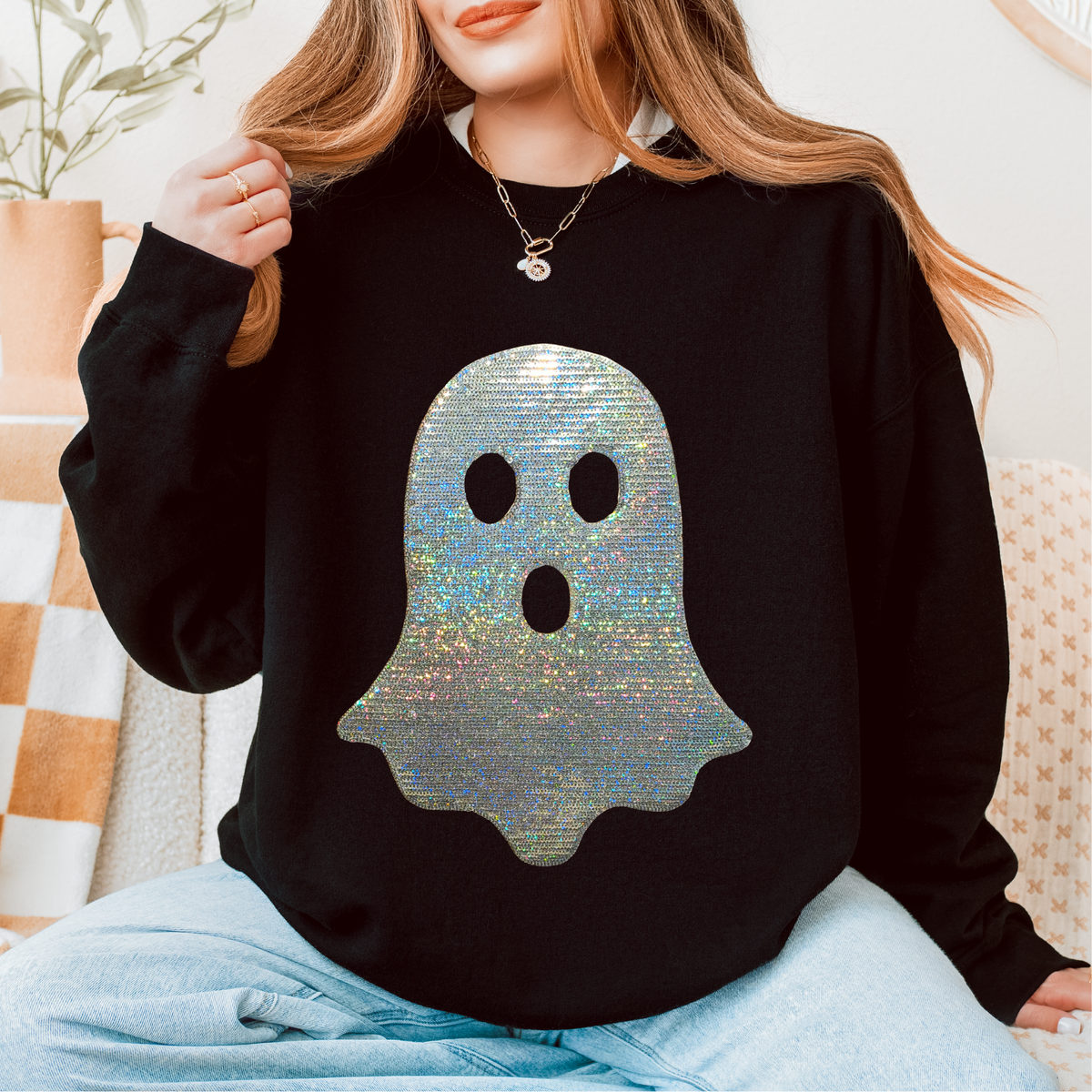 Silver Ghost Sequin Patch