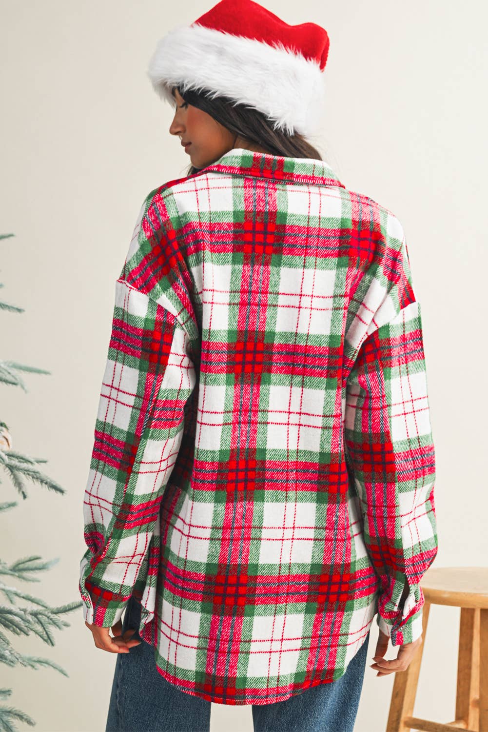 Christmas Plaid Casual Flannel Shacket