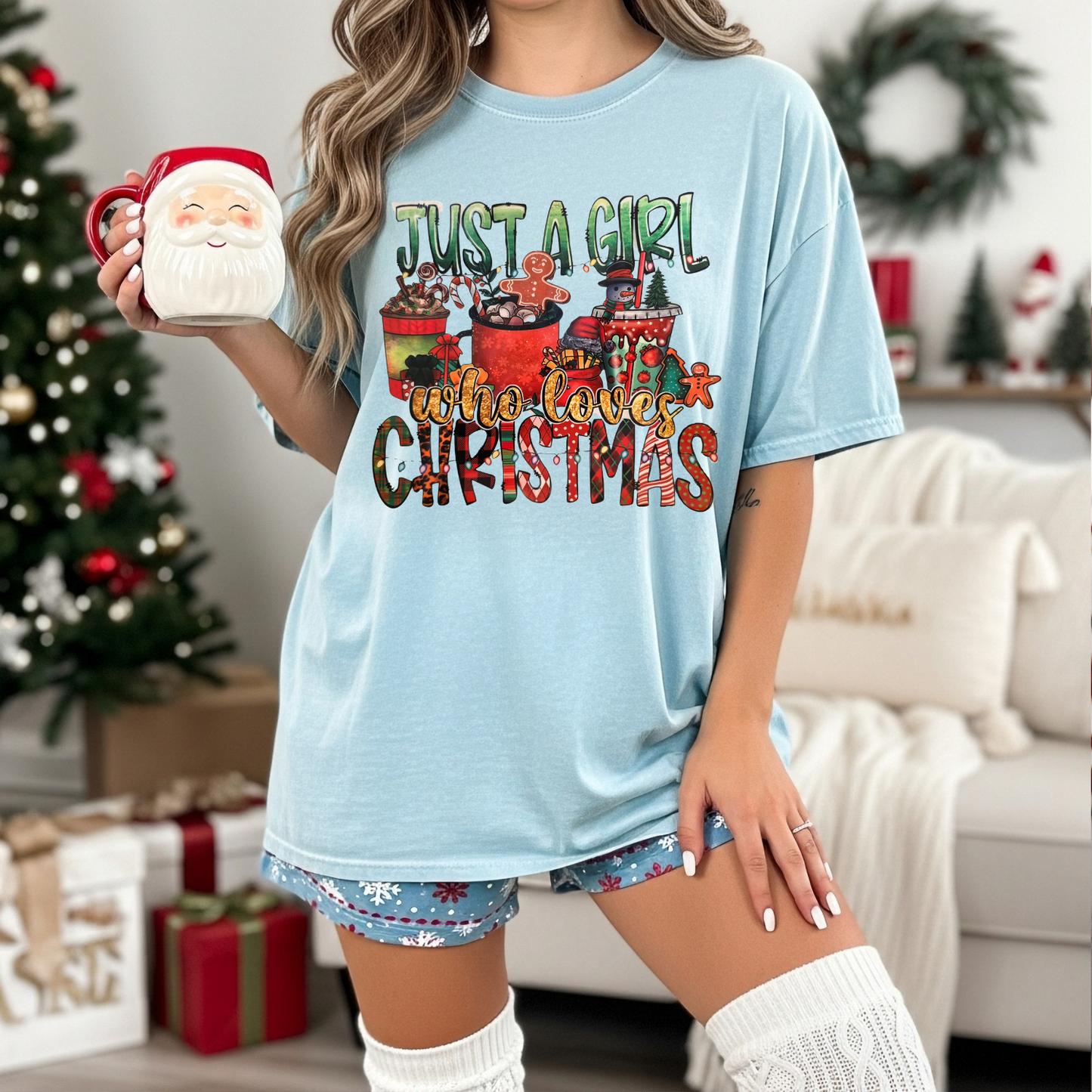Just a Girl Who Loves Christmas DTF Transfer