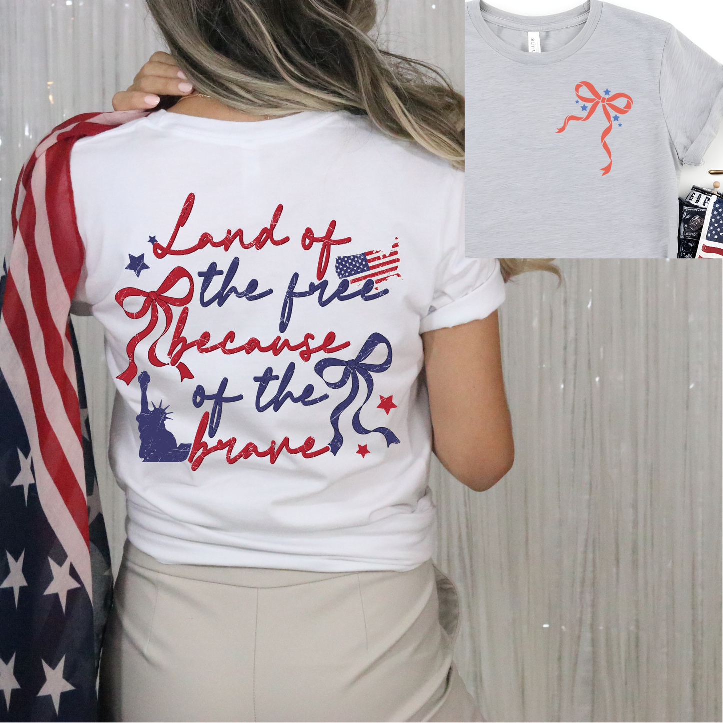 Land of the Free Bows DTF Transfer with Pocket Bow Print