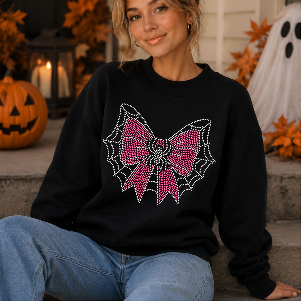 Spider Web Bow Spangles Transfer