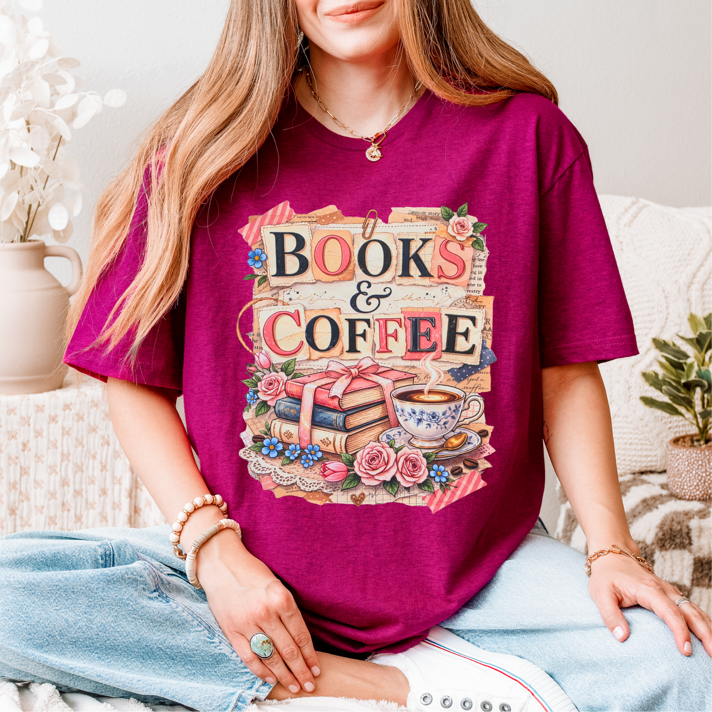 Books & Coffee DTF Transfer