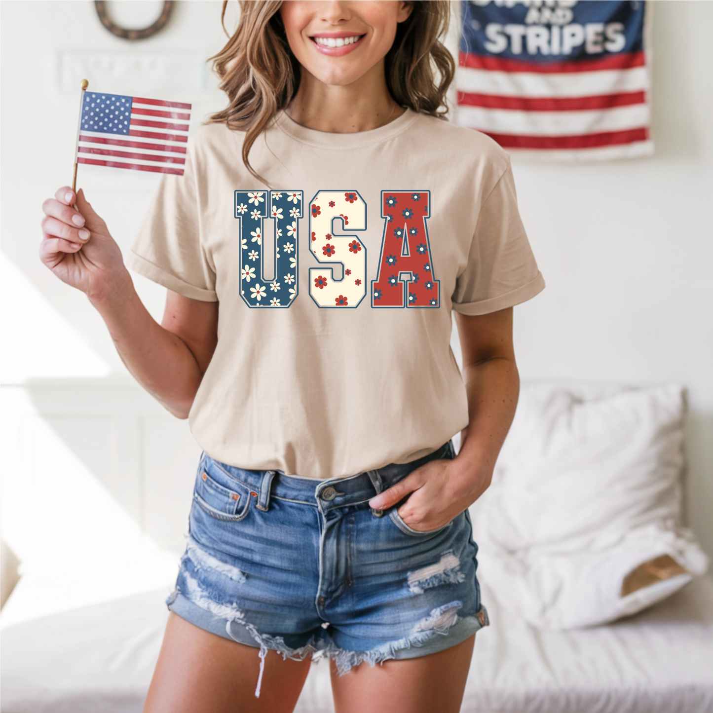 Floral USA DTF Transfer