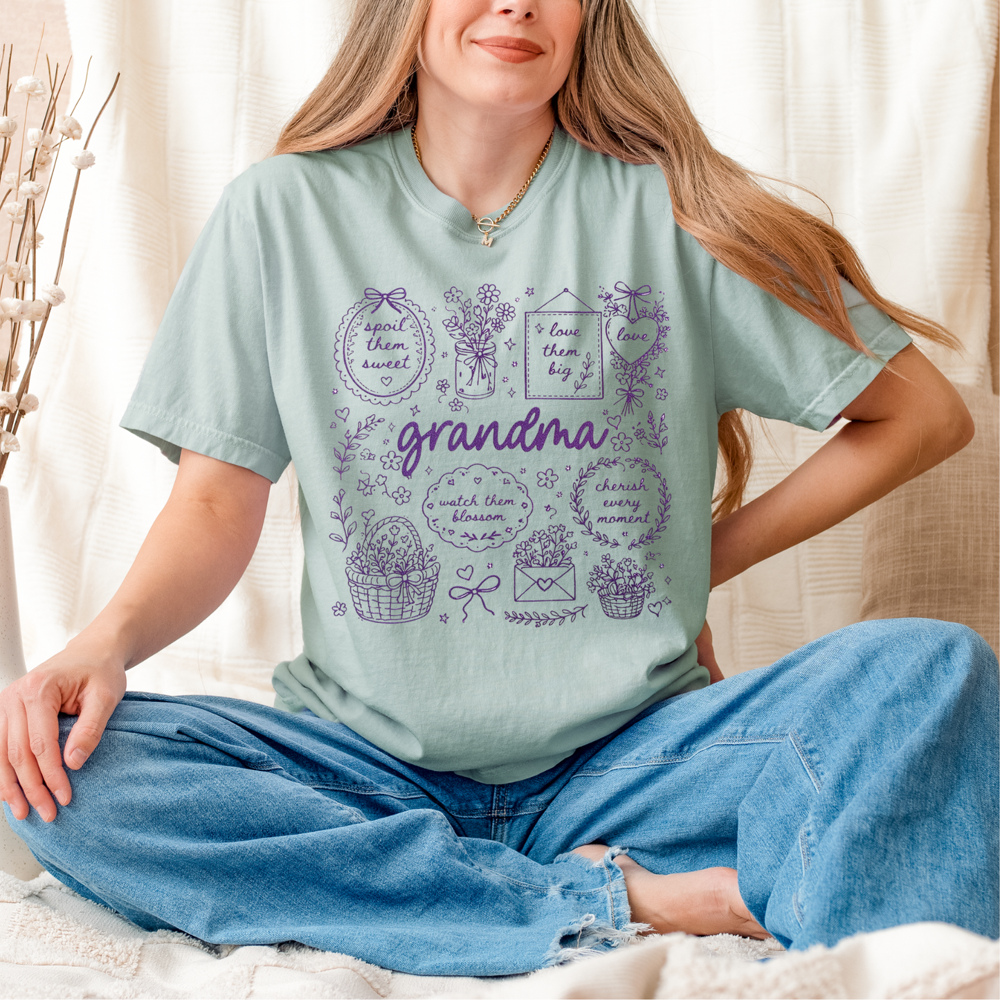 Grandma Doodle PURPLE INK Screen Print
