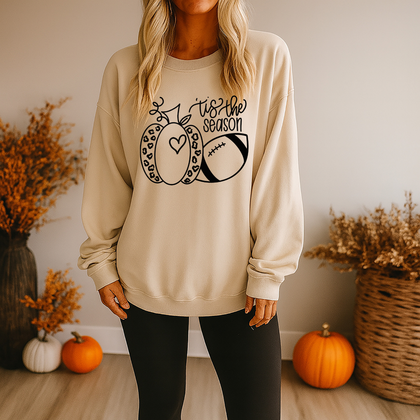 Tis' The Season Pumpkin Football Screen Print