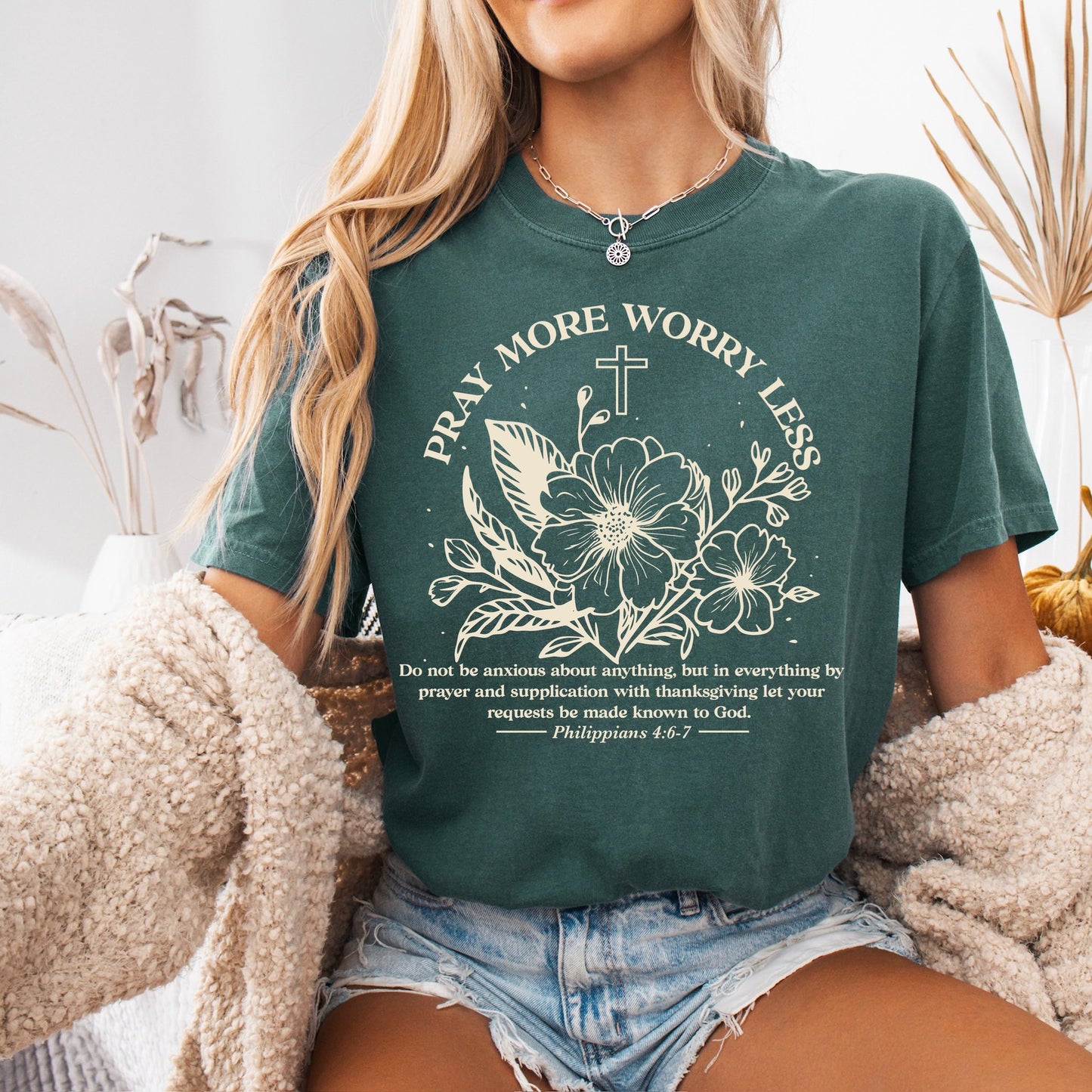 Pray More Worry Less OATMEAL INK Screen Print