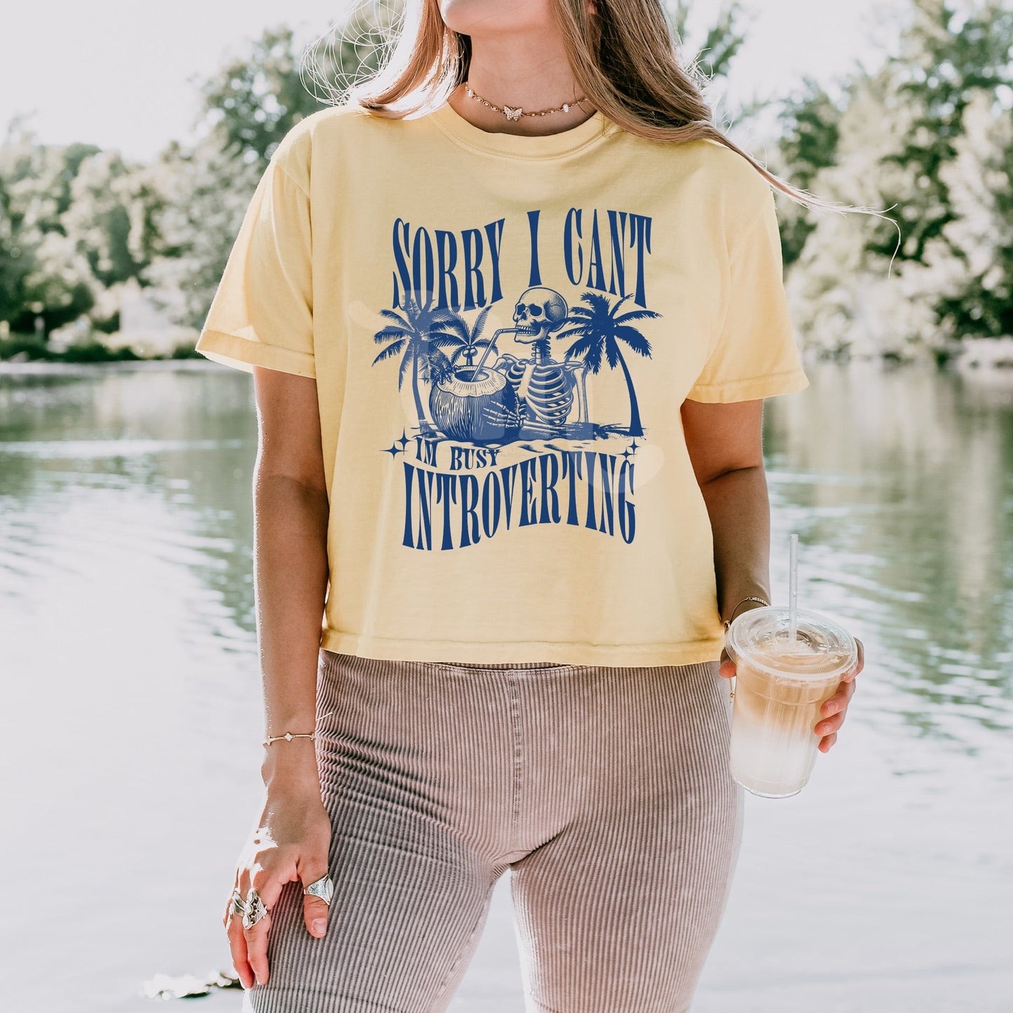 Sorry I Can't I'm Busy Introverting BLUE INK Screen Print