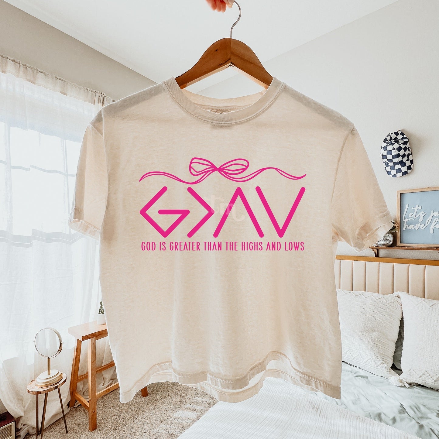 God is Greater than the Highs and Lows HOT PINK INK Screen Print