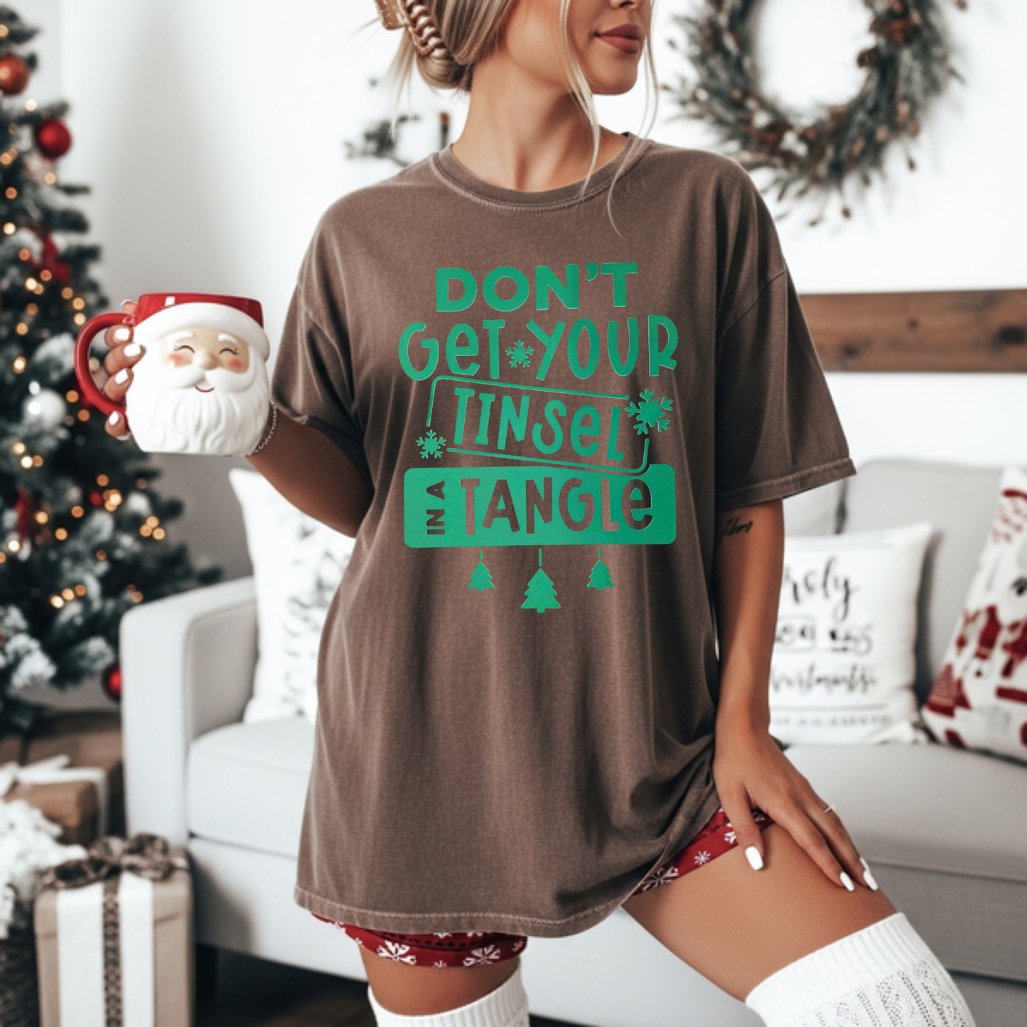 Don't Get Your Tinsel in a Tangle GREEN INK Screen Print