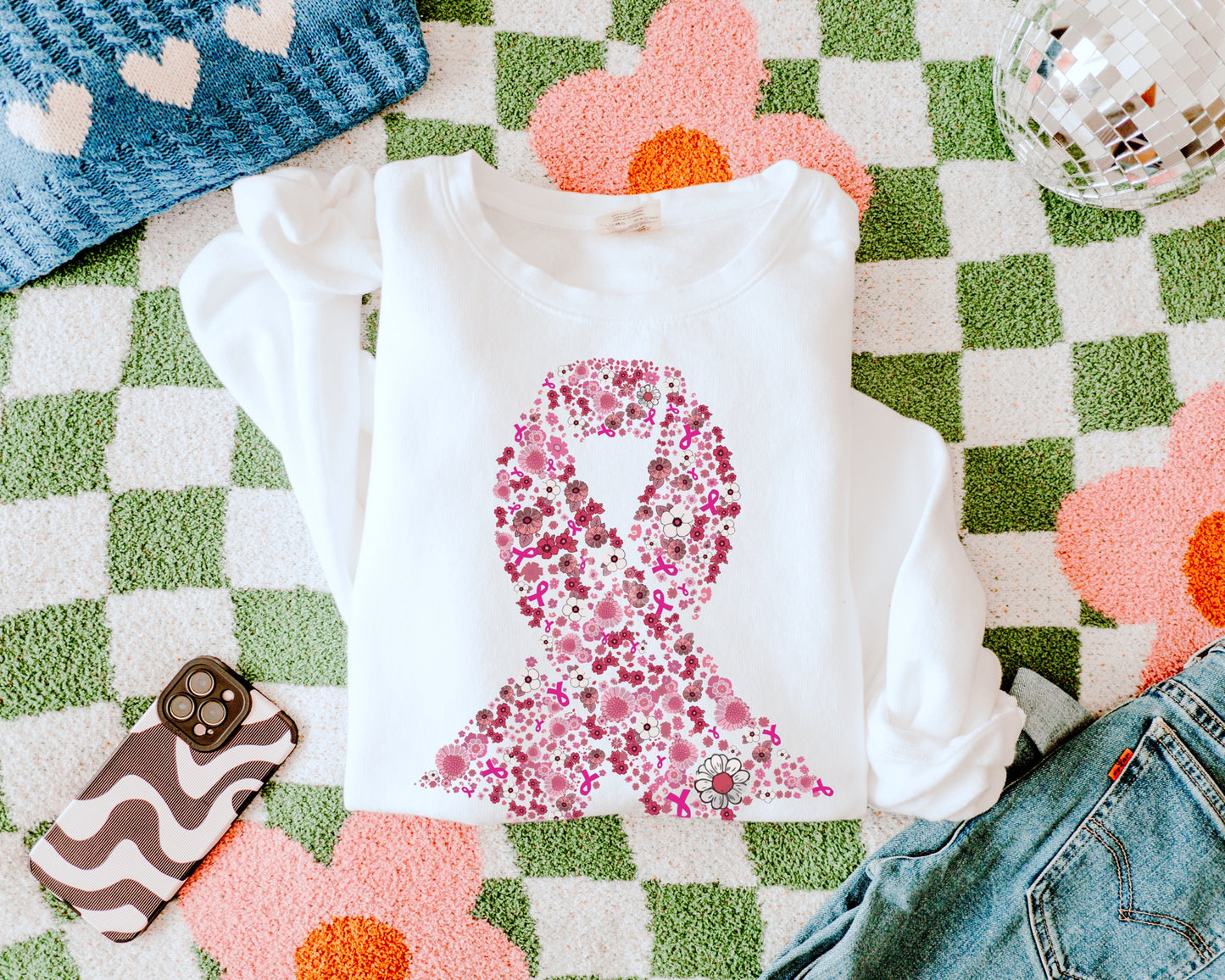 Pink Floral Ribbon Clear Film Screen Print