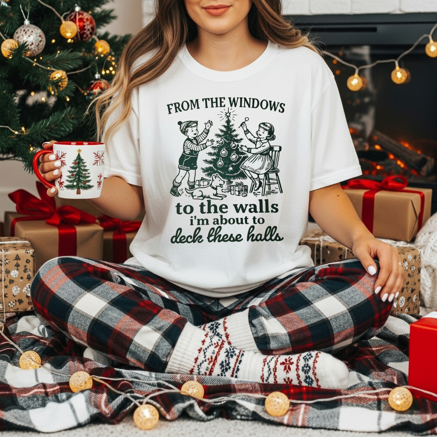 Deck These Halls DARK GREEN INK Screen Print