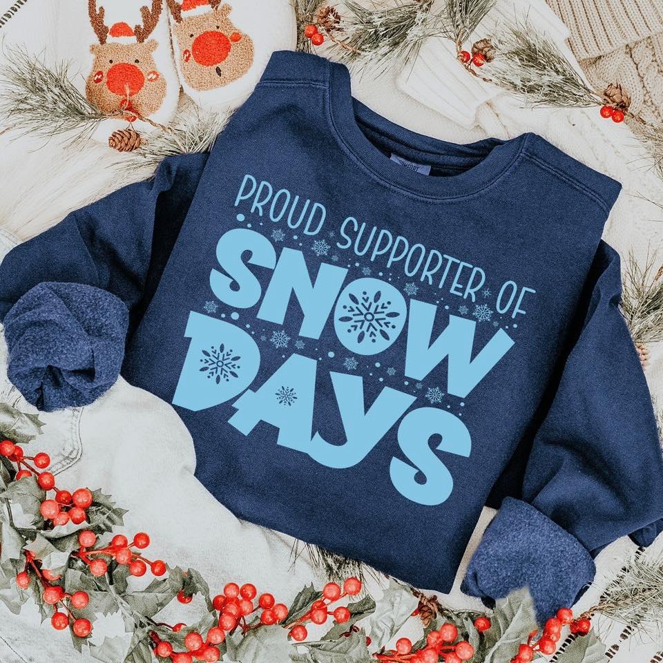 Proud Supporter of Snow Days LIGHT BLUE INK Screen Print