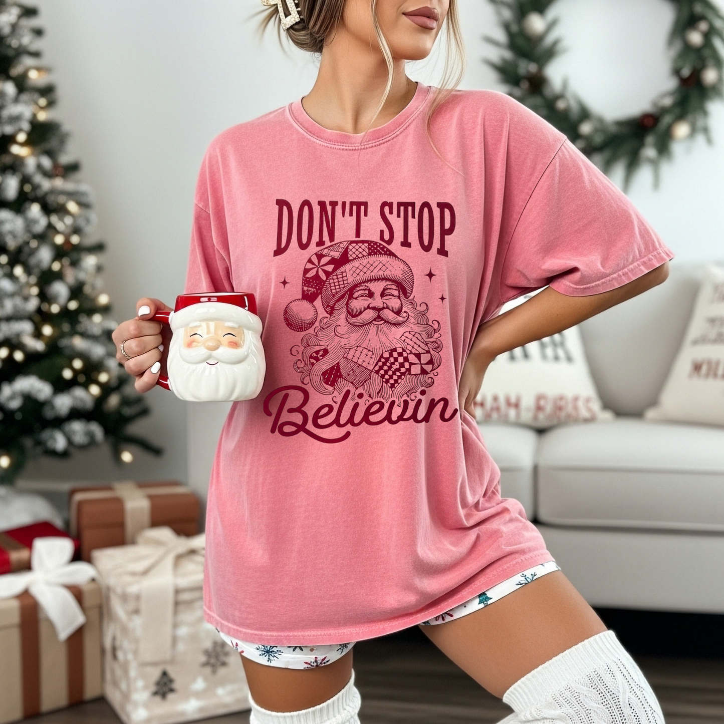 Don't Stop Believein RED INK Screen Print