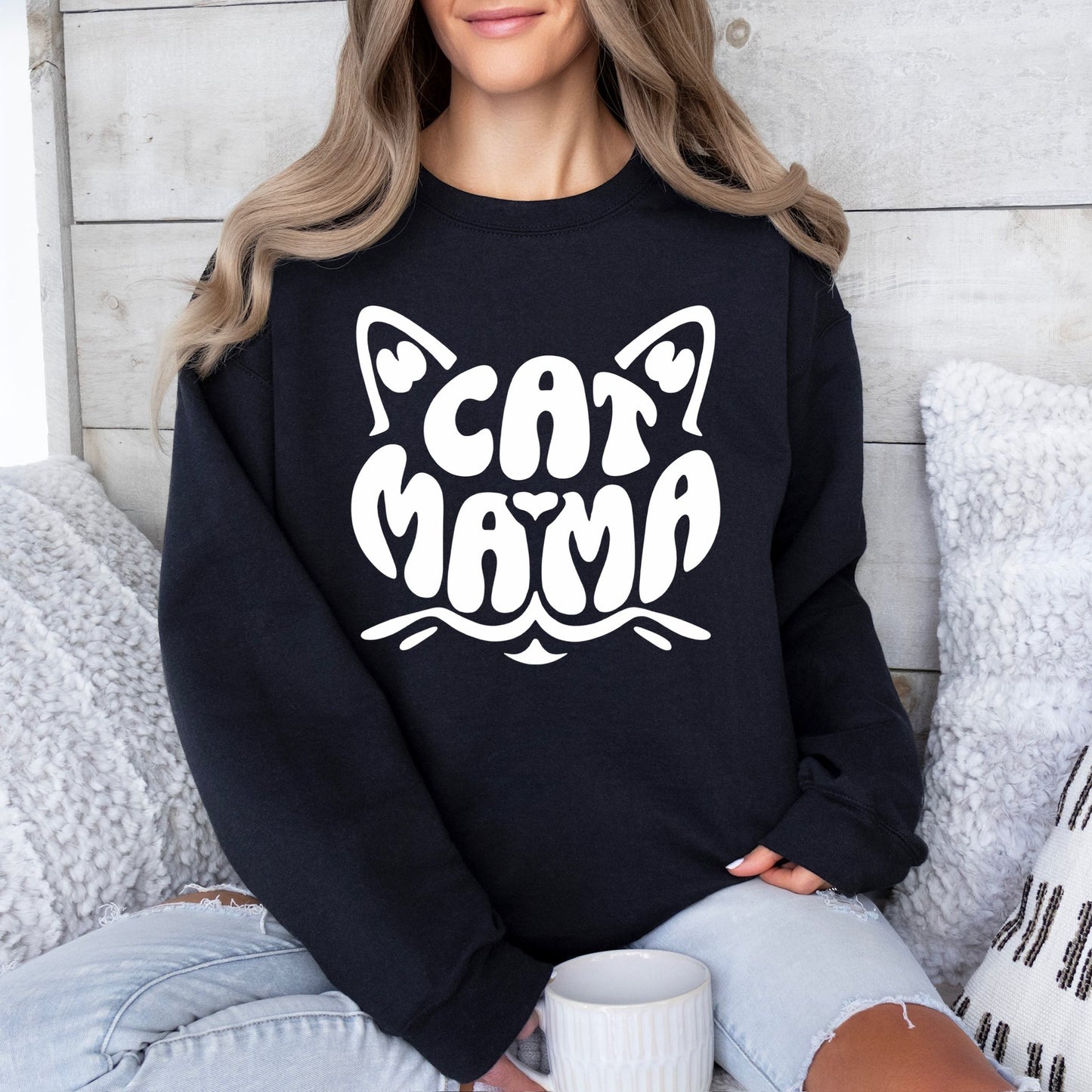 Cat Mama WHITE INK Screen Print