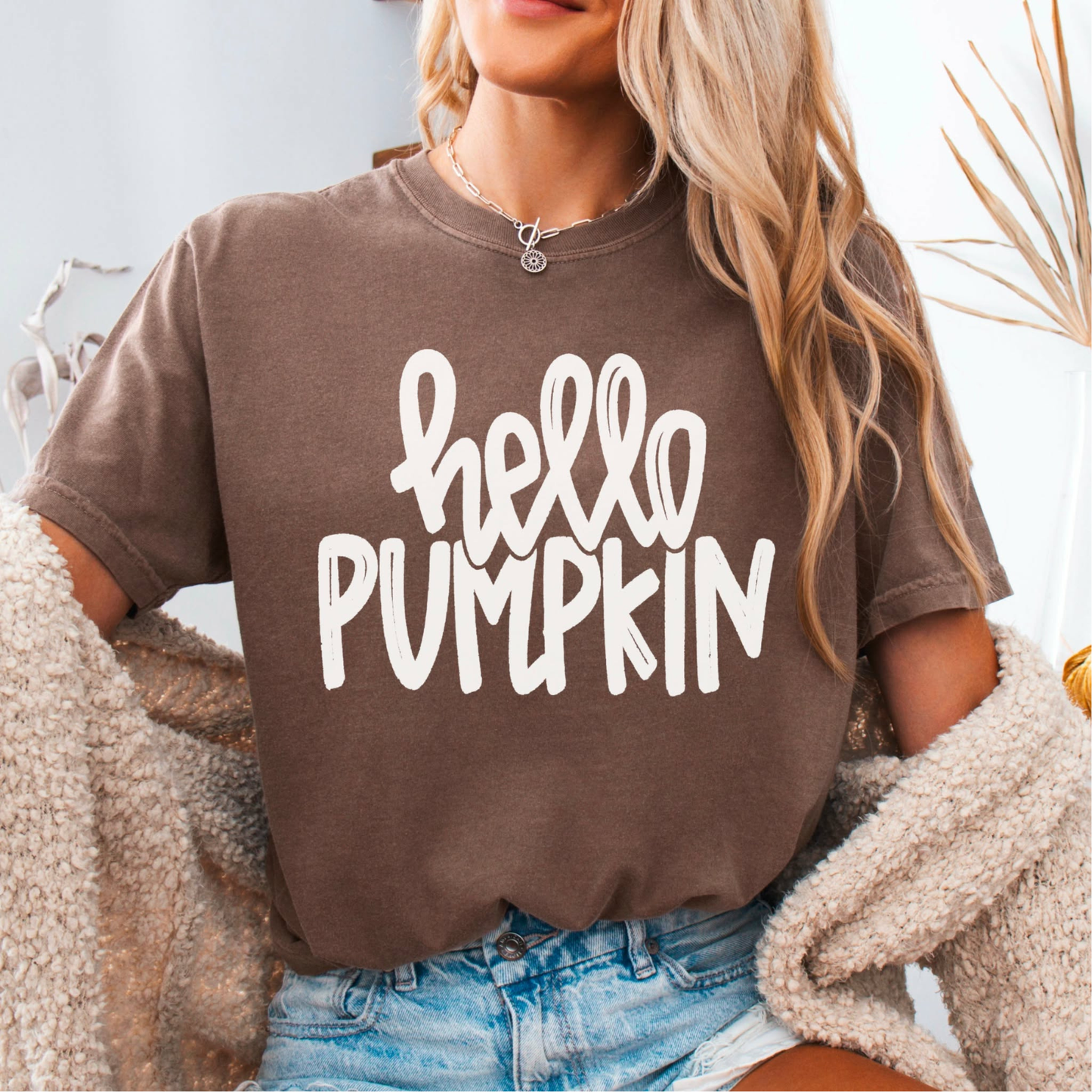 Hello Pumpkin WHITE INK Screen Print
