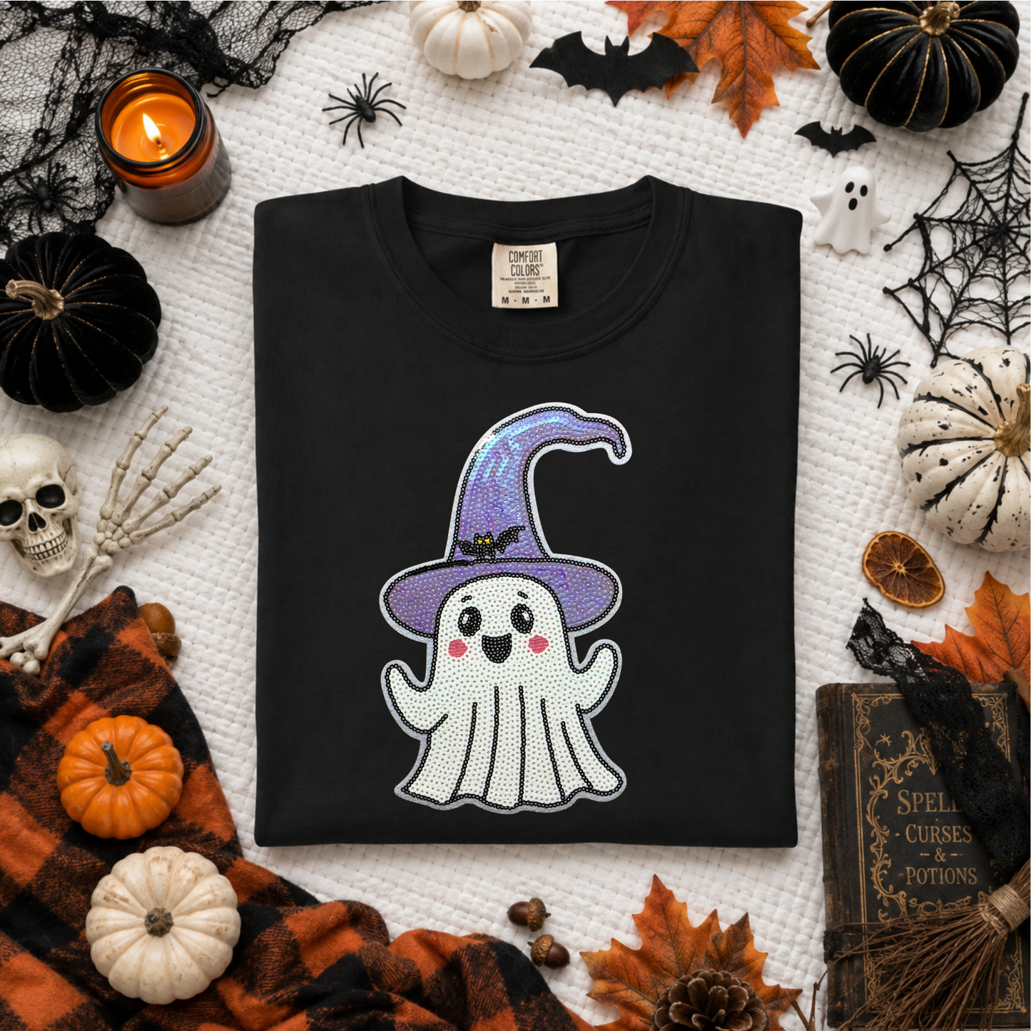 Cute Ghost Witch Sequin Patch