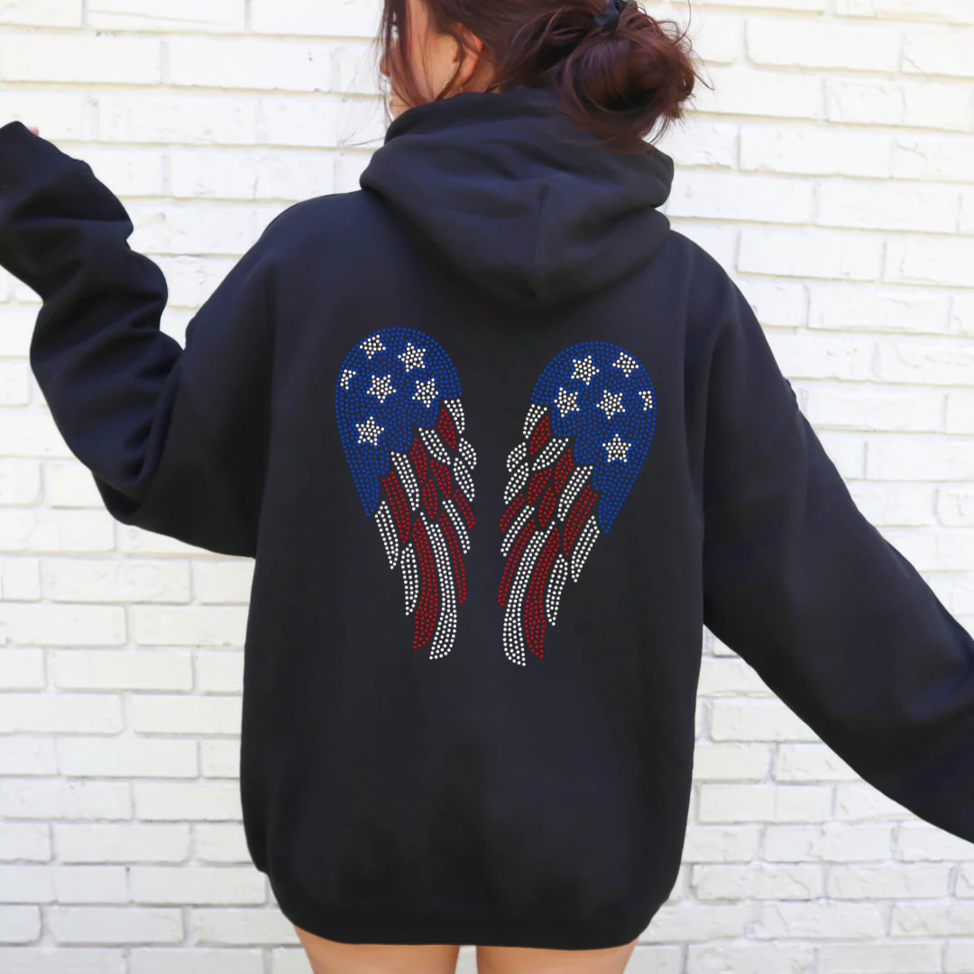 Patriotic Wings RED, WHITE, & BLUE COLOR Spangles