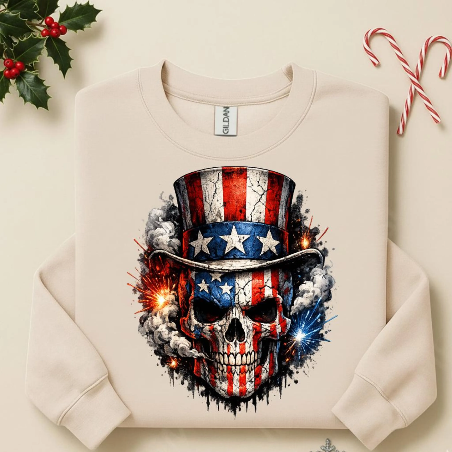 Patriotic Skull DTF Transfer