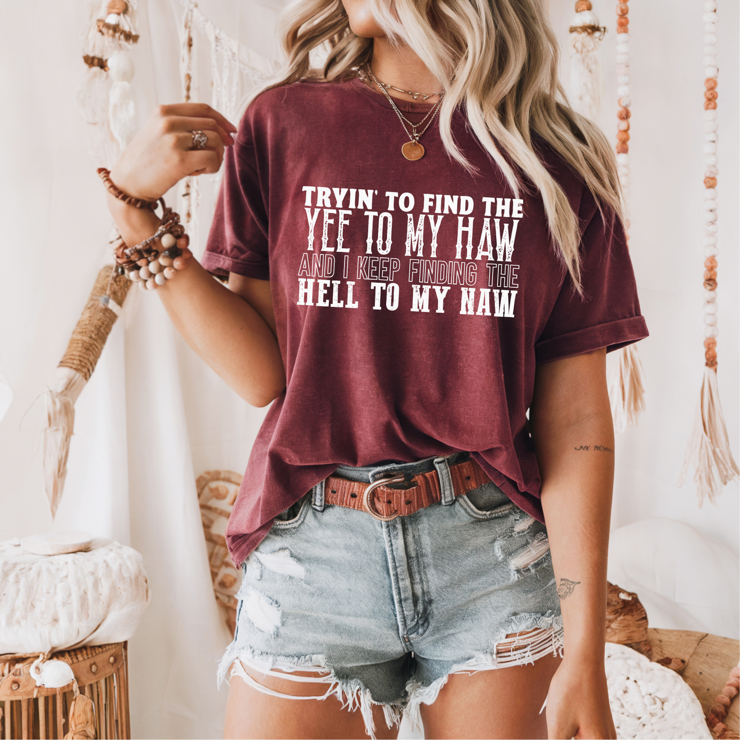 Yee to my Haw Hell to my Naw WHITE INK Screen Print