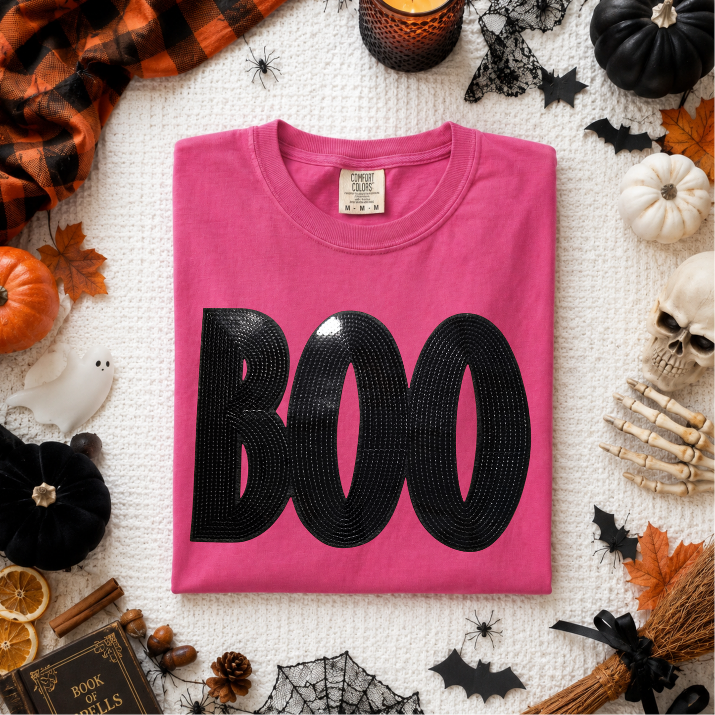 Black Boo Sequin Patch