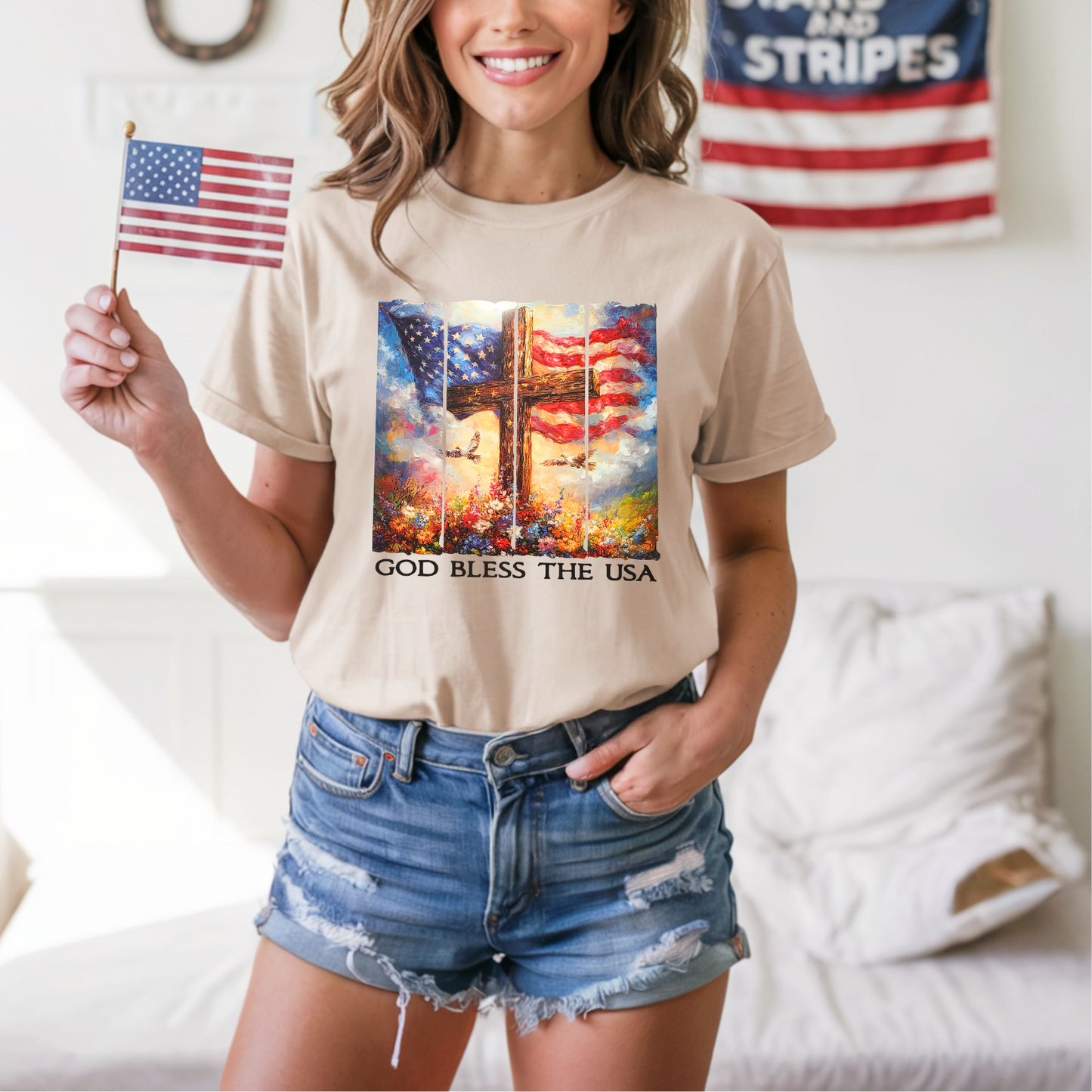 God Bless The USA Clear Film Screen Print