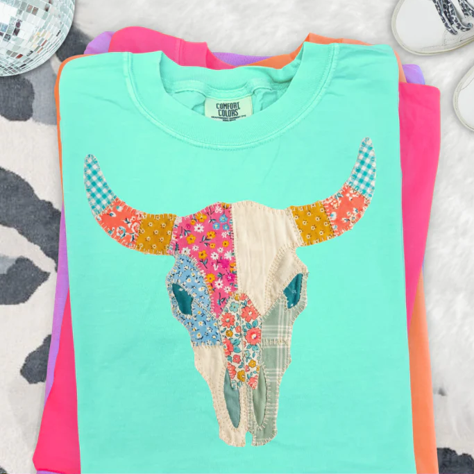 Quilt Skull Clear Film Screen Print