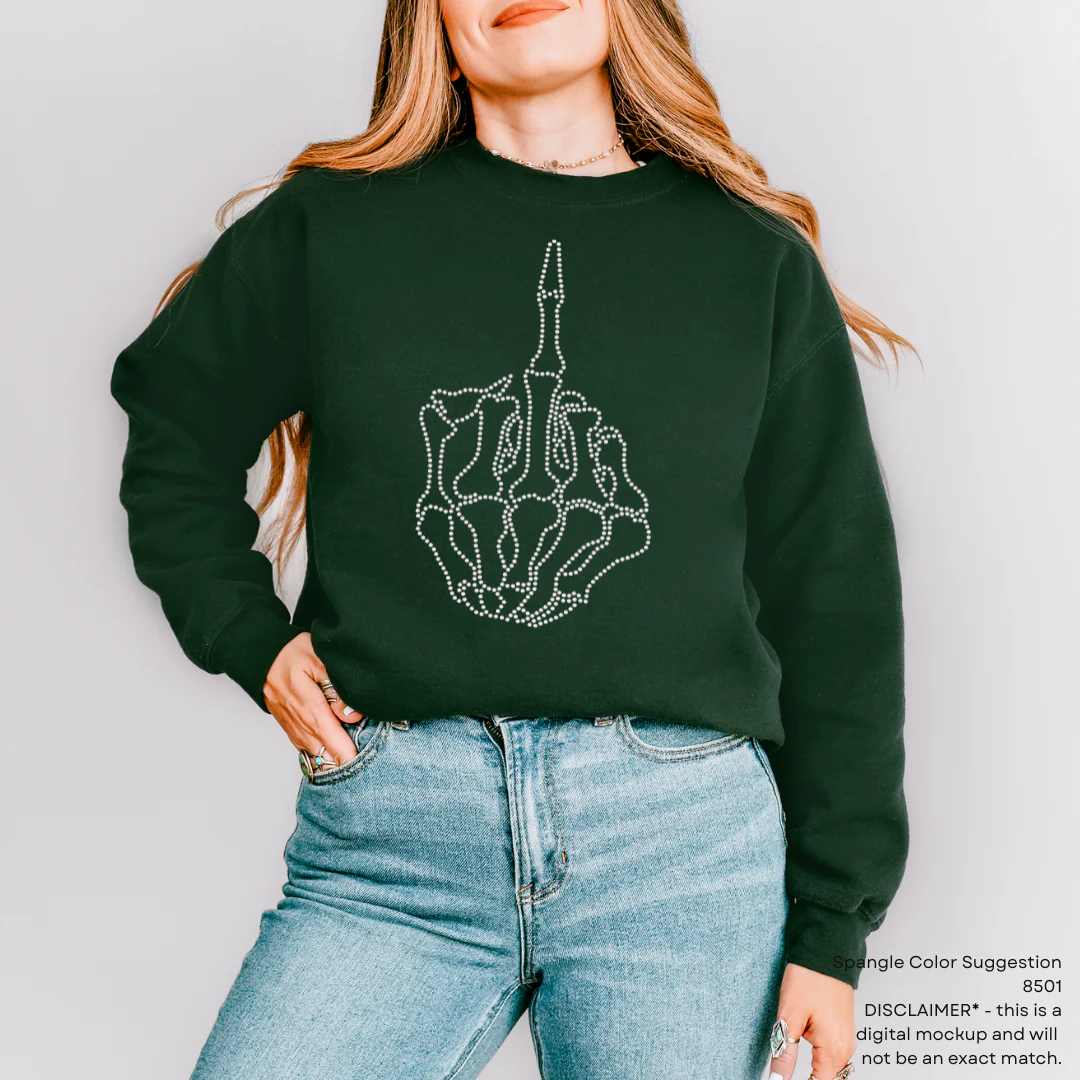 Middle Finger Spangles Transfer SILVER HOLOGRAPHIC COLOR