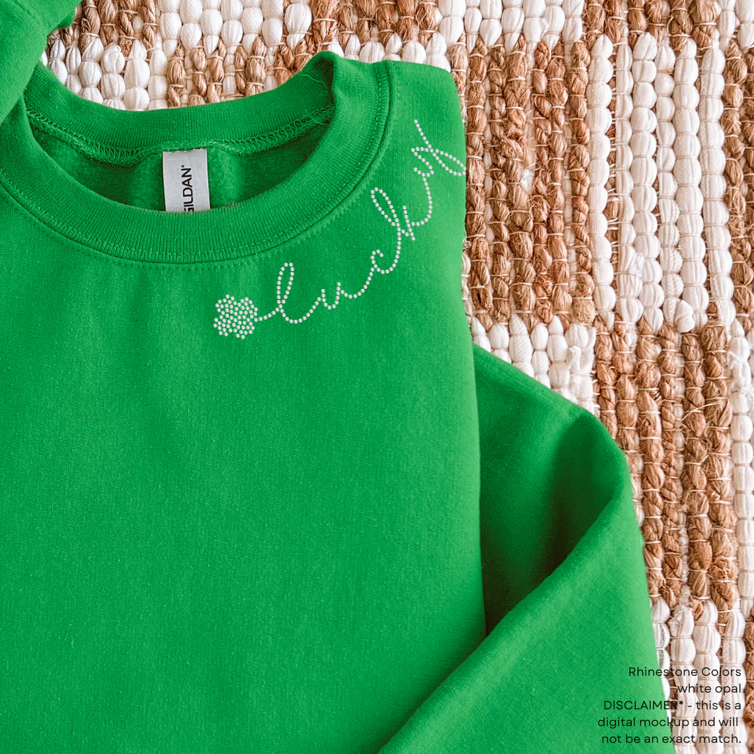 Lucky White Opal RHINESTONE Transfer