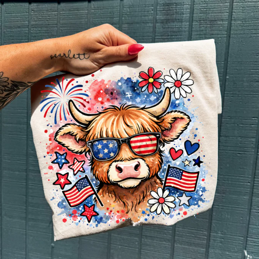 Patriotic Cow Clear Film Screen Print