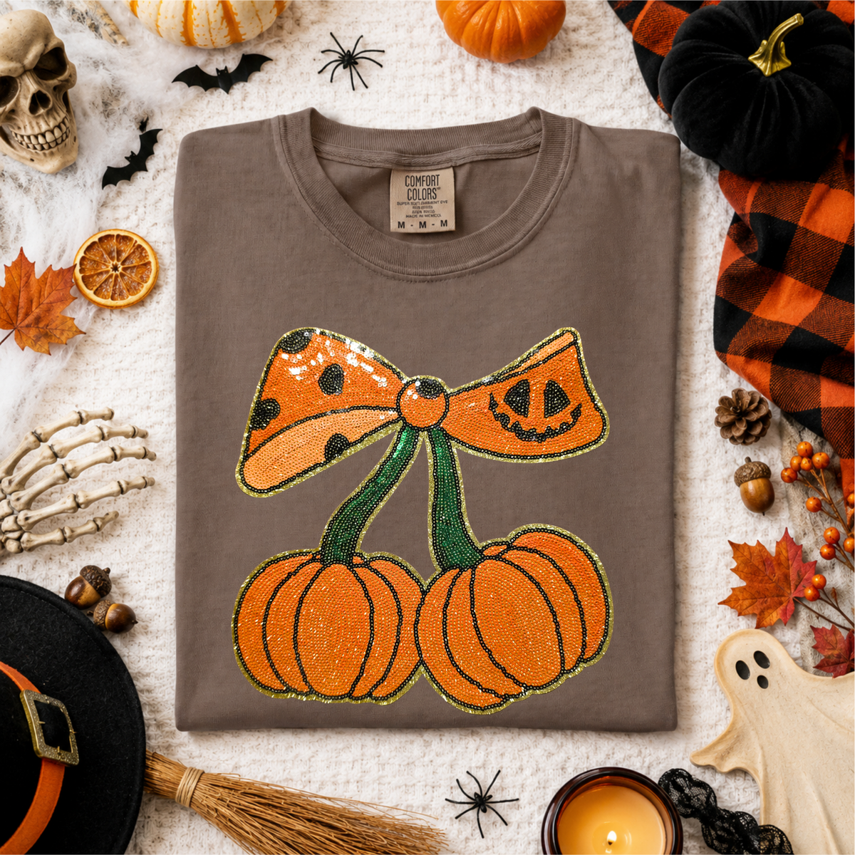 Pumpkin Cherries Sequin Patch