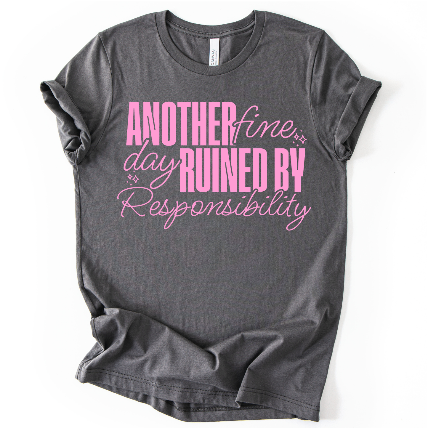 Another Fine Day Ruined by Responsibility PINK INK Screen Print