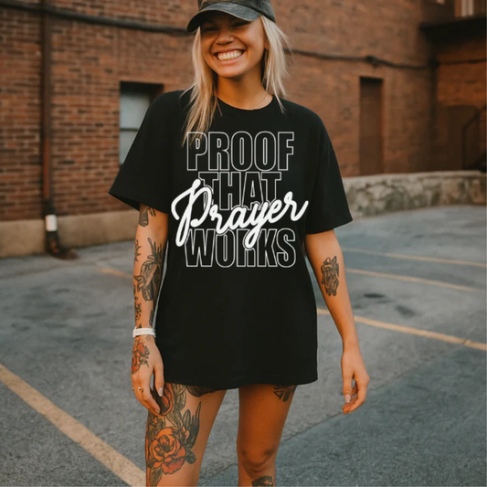 Proof that Prayer Works WHITE INK Screen Print