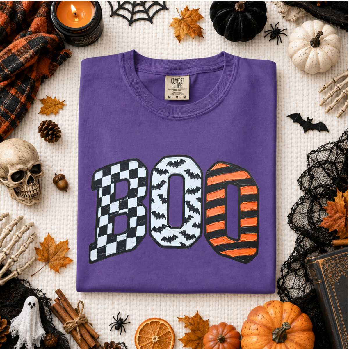 Black Checkered BOO DTF Transfer