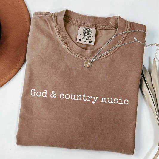 God & Country Music WHITE INK Screen Print