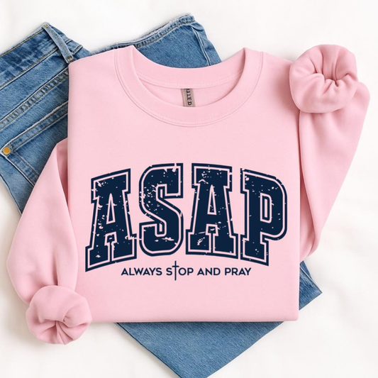 Always Stop and Pray NAVY INK Screen Print