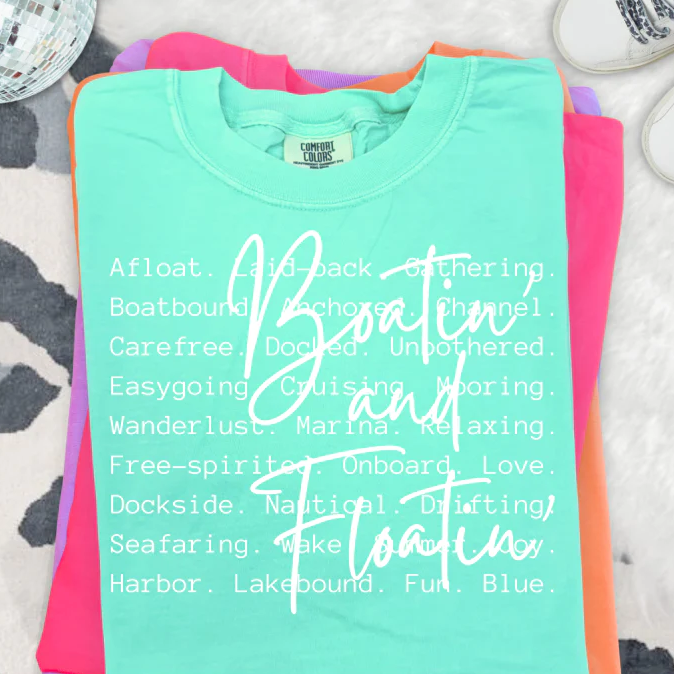 Boatin' and Floatin' WHITE INK Screen Print