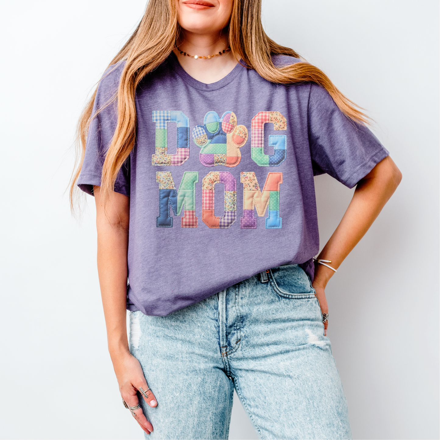 Faux Quilt Dog Mom DTF Transfer