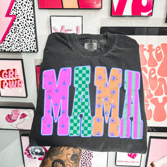 Mama Pastel Patterns Clear Film Screen Print
