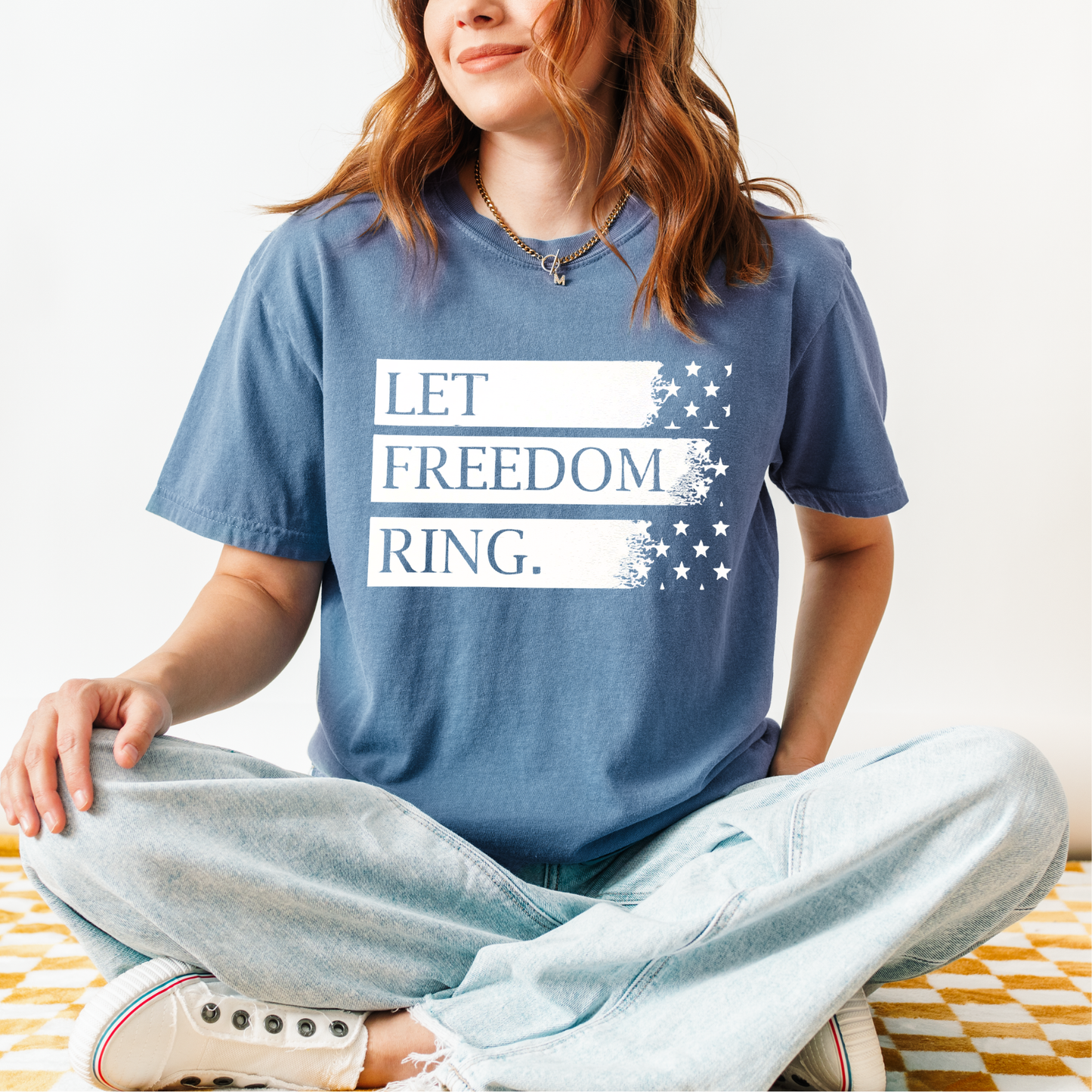 Let Freedom Ring WHITE INK Screen Print
