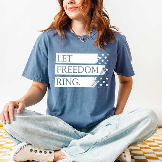 Let Freedom Ring WHITE INK Screen Print