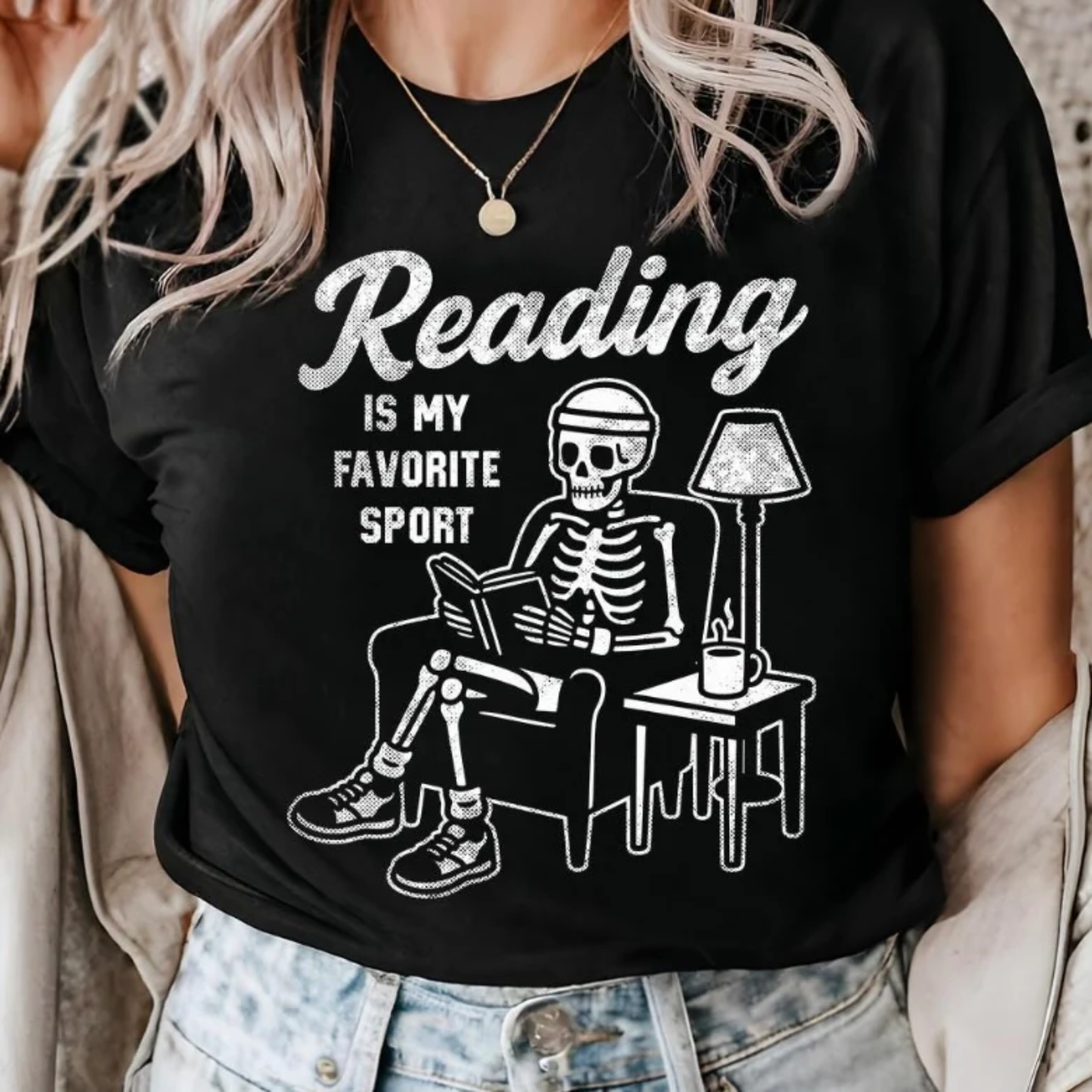 Reading is my Favorite Sport WHITE INK Screen Print