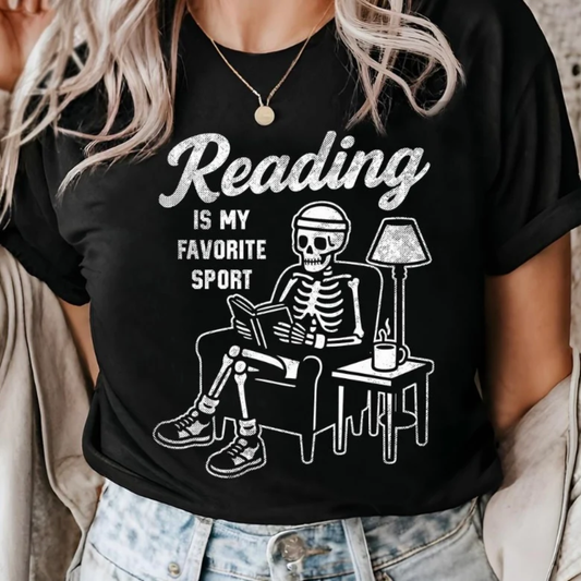 Reading is my Favorite Sport WHITE INK Screen Print