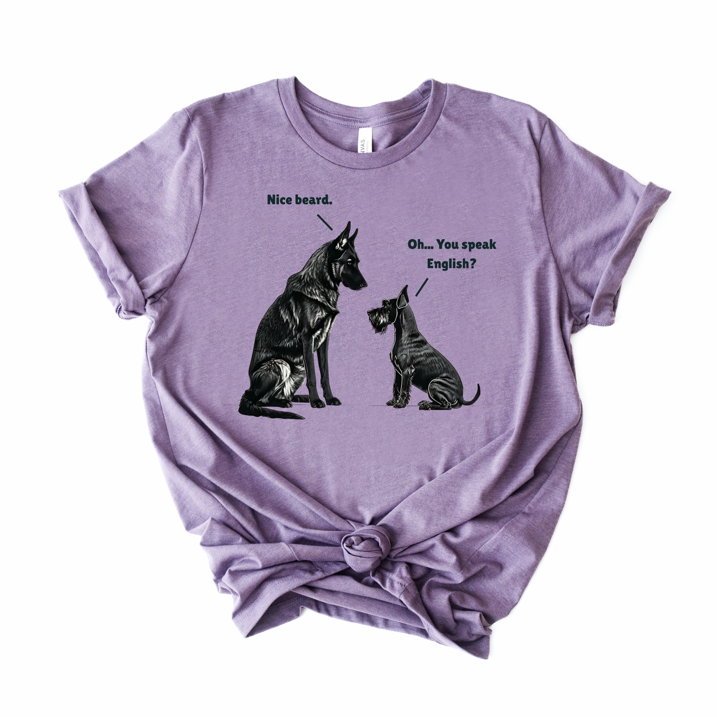 German Shepard Talking to a Schnauzer DTF Transfer