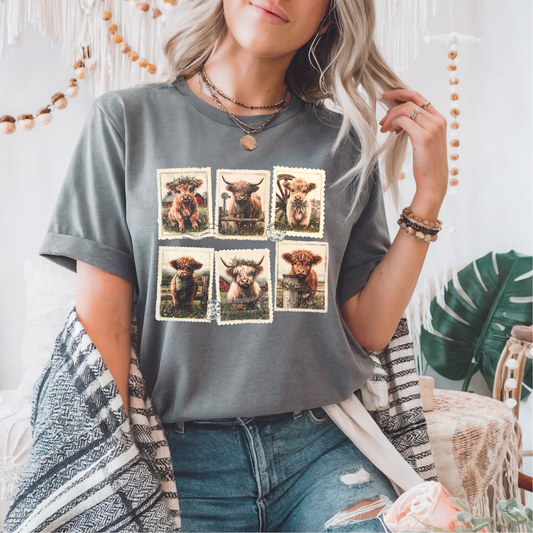 Highland Cow Stamps DTF Transfer