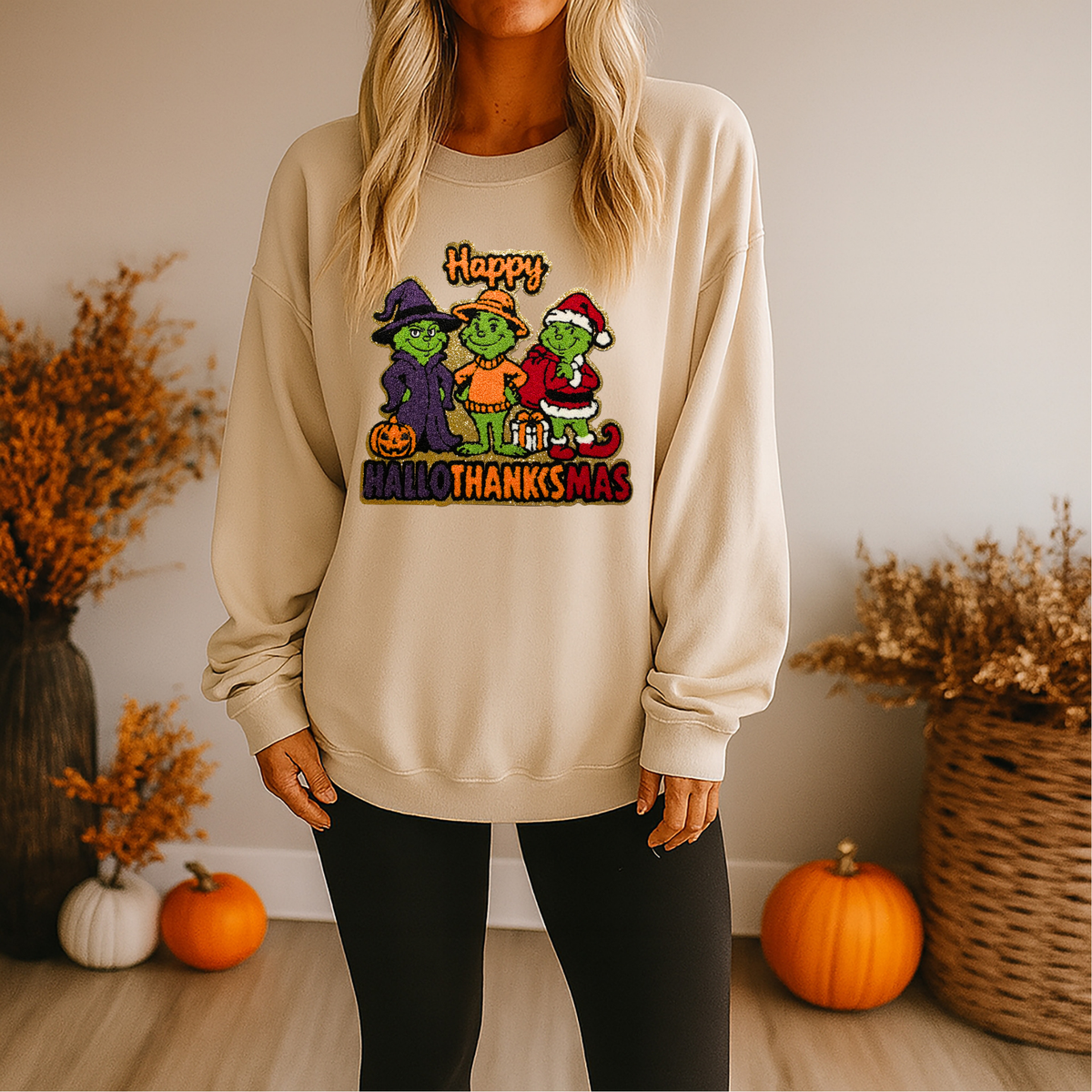 Hallothanksmas Chenille Patch