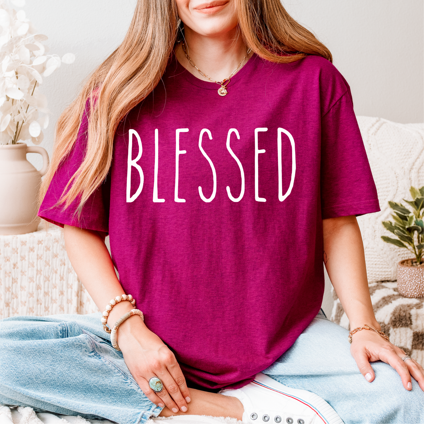Blessed WHITE INK Screen Print