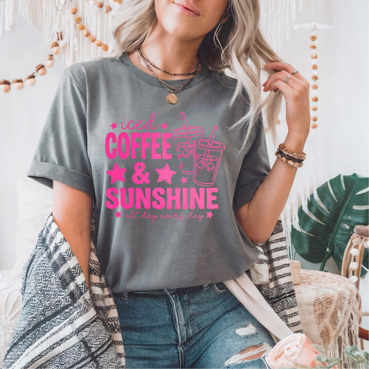Iced Coffee & Sunshine PINK INK Screen Print