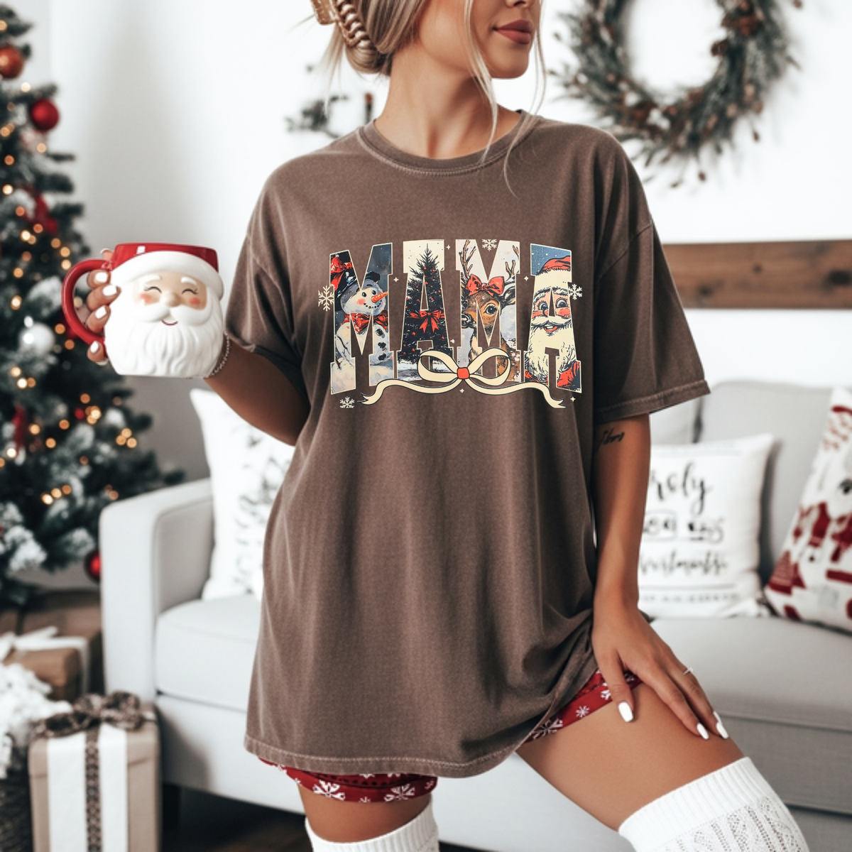 Christmas Bow Mama DTF Transfer